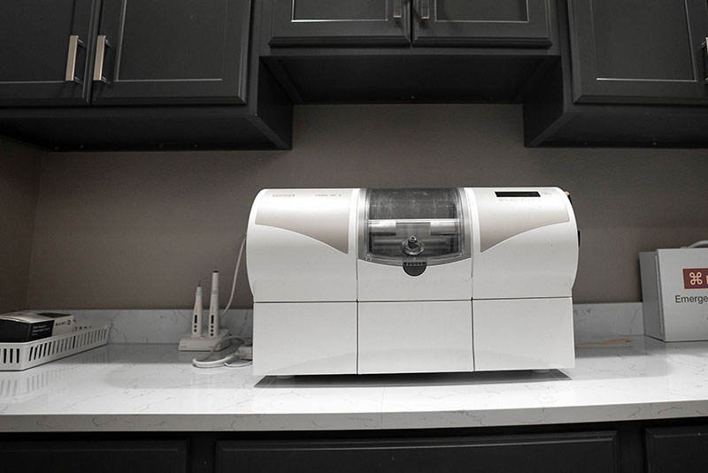 Close up of the CEREC machine within the dental center's lab